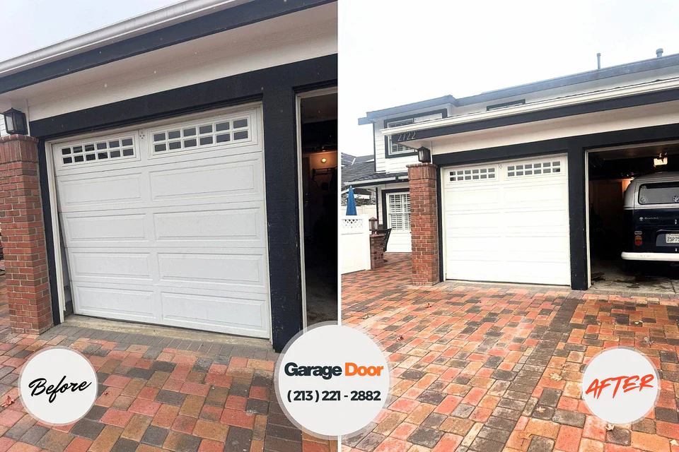 Before and after: garage door repair Harrington Park, NJ